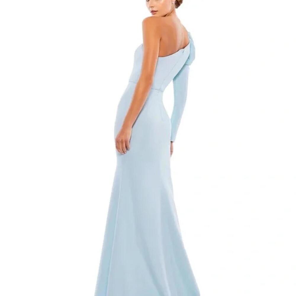 Ieena for Mac Duggal - Light Blue One Puff Sleeve Evening Gown, Size 10 - Picture 3 of 13